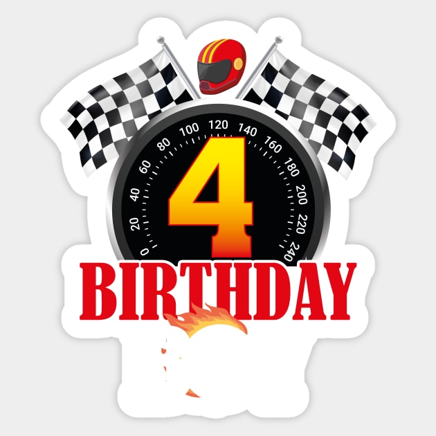 Kids 4th Birthday Racing Car Driver Sticker by GShow